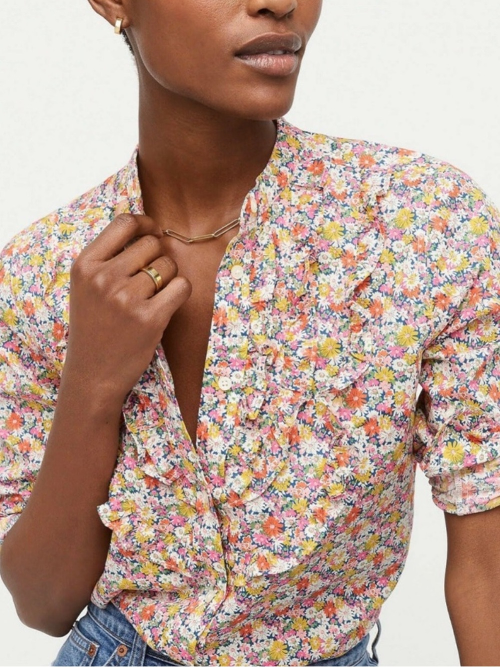 ❤️ J Crew x Liberty of London Libby Floral Cotton Button Down Blouse
